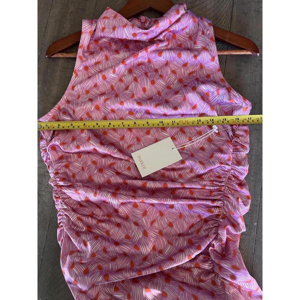 NWT Parker The Ayla Ruched Mock-Neck Satin Midi Dress in Cashmere Rose Women’s 8 - Picture 9 of 15